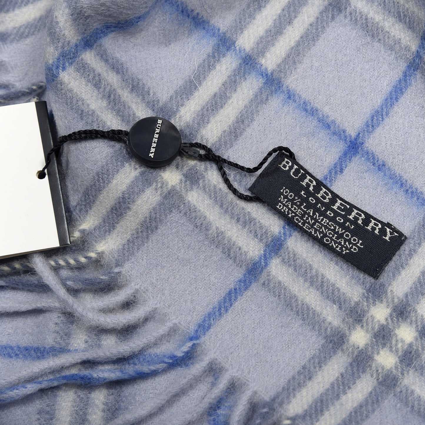 Lambswool Check Fringe Scarf Light Blue