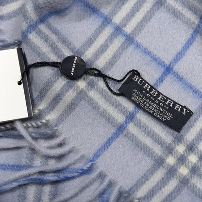 Burberry Lambswool Check Fringe Scarf Light Blue 3 of 3
