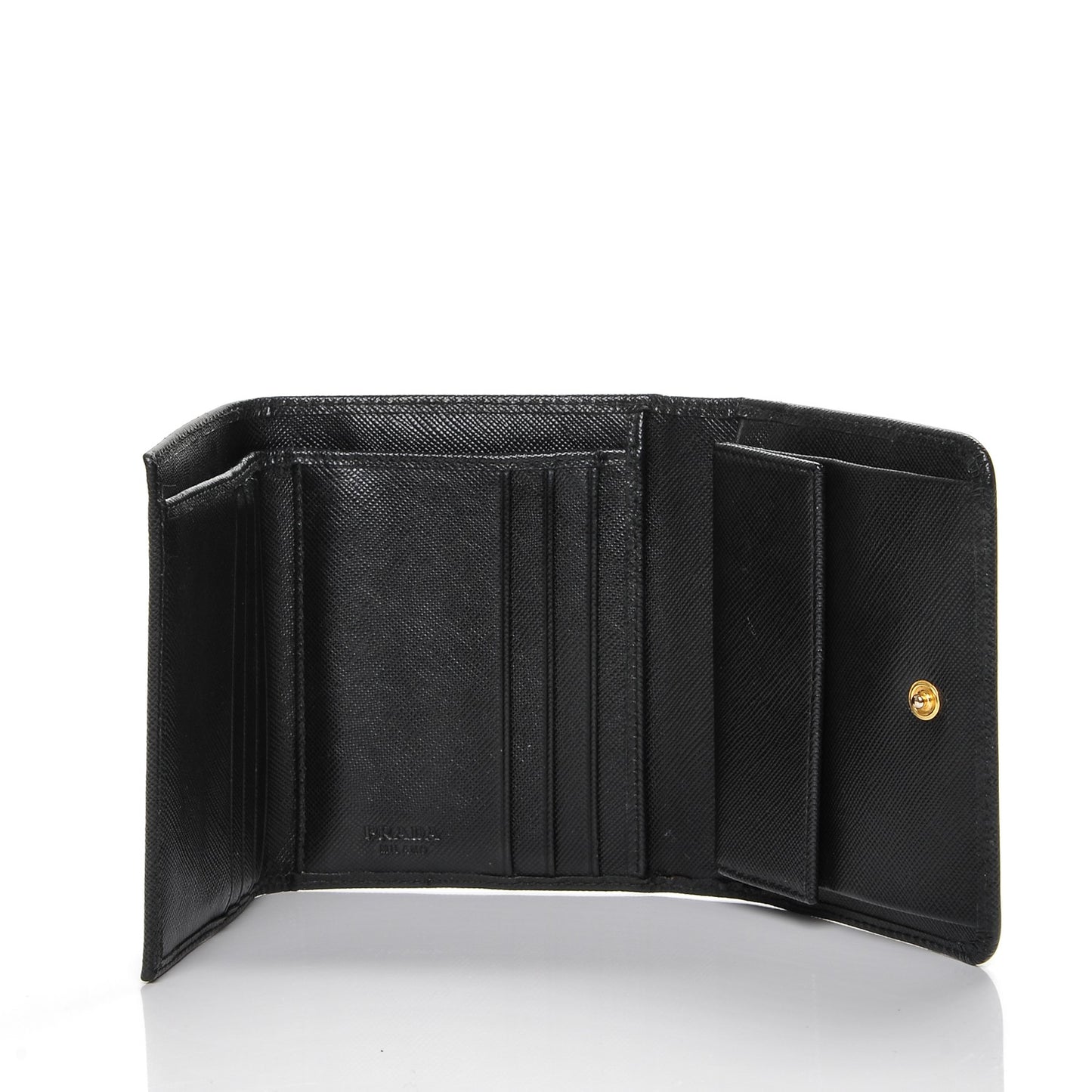 Saffiano Metal Tri-Fold Wallet Nero Black