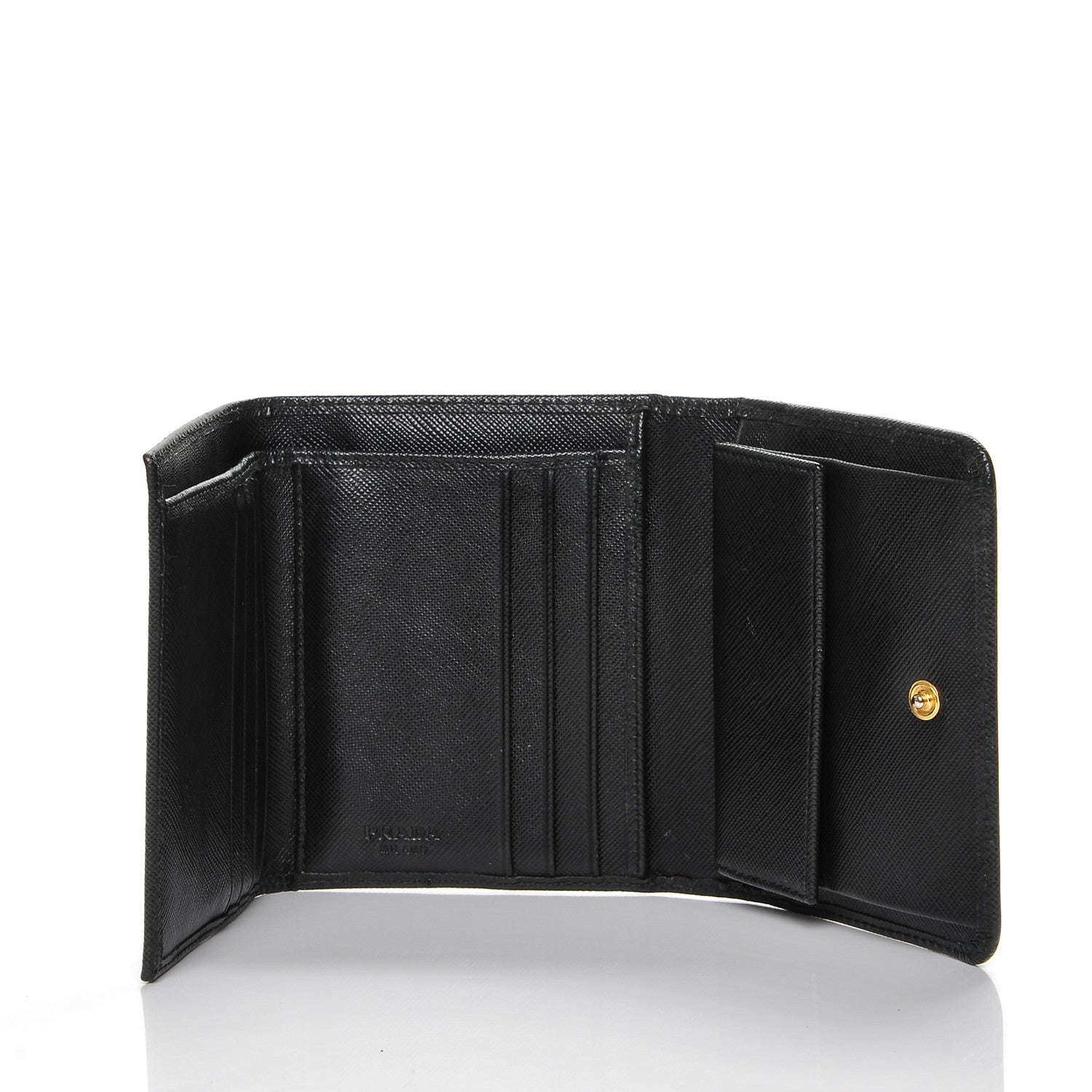 Prada Saffiano Metal Tri-Fold Wallet Nero Black 5 of 7