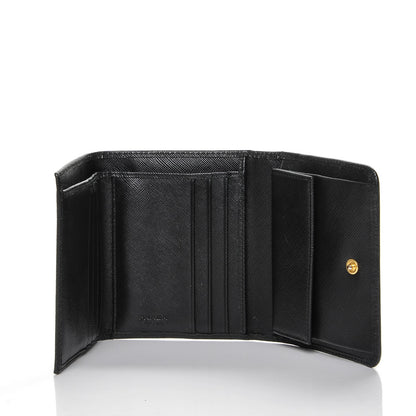 Prada Saffiano Metal Tri-Fold Wallet Nero Black 5 of 7