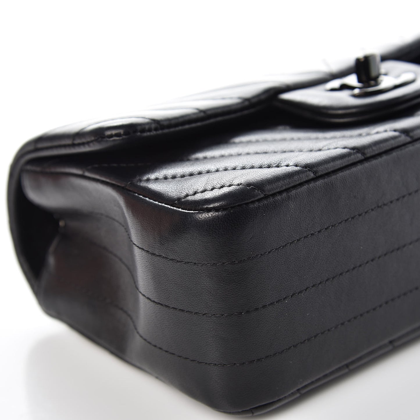 Lambskin Chevron Quilted Mini Rectangular Flap So Black
