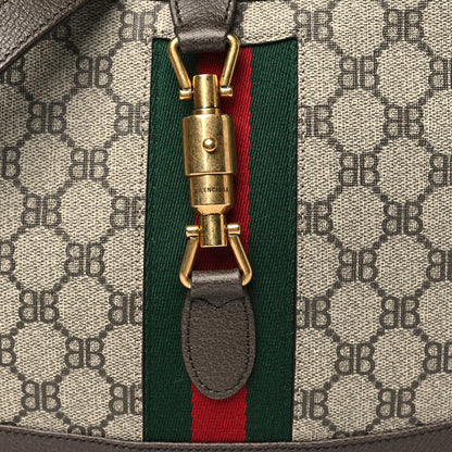 Gucci X BALENCIAGA BB Supreme Monogram Calfskin Web Small Jackie 1961 Hobo Beige Ebony New Acero 8 of 10