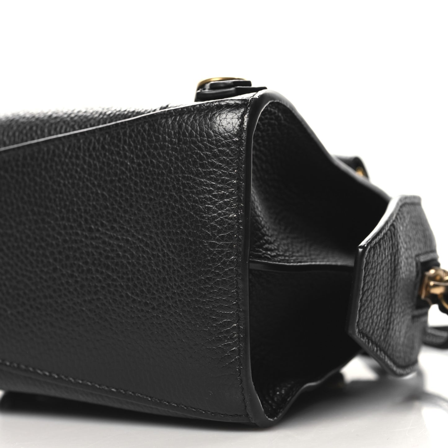 Grained Calfskin Neo Classic Gold Hardware Nano City Crossbody Black