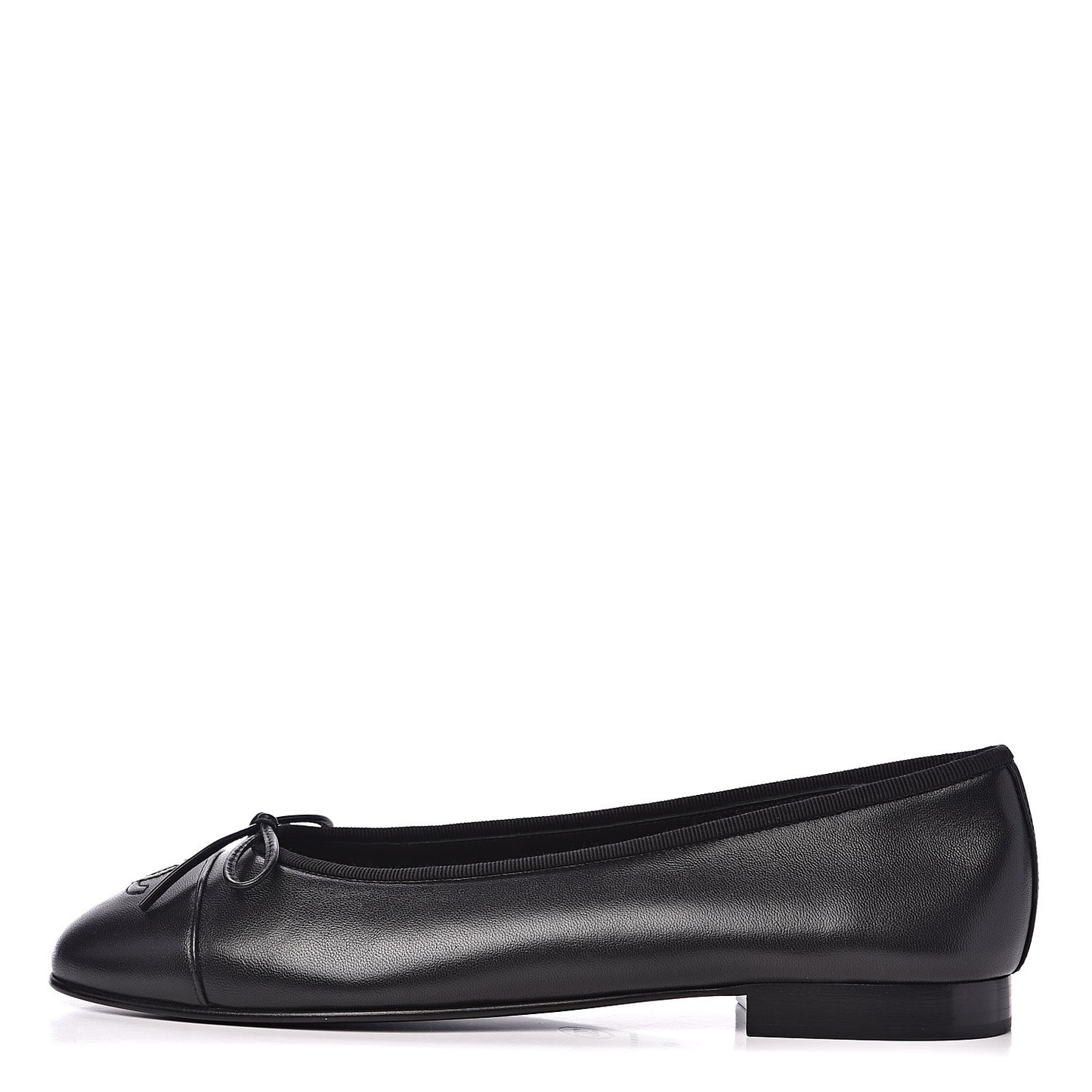 Lambskin Cap Toe Ballerina Flats 40 Black