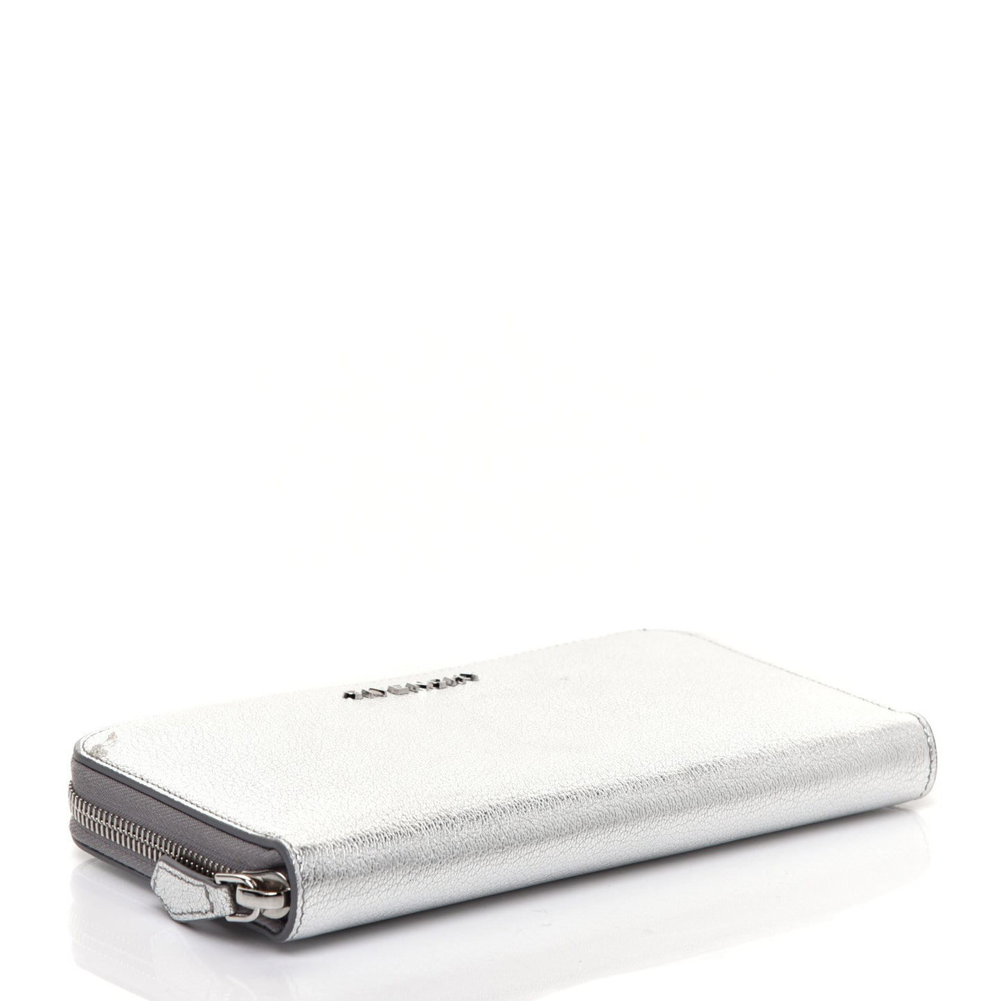 Metallic Sugar Goatskin Pandora Zip Around Wallet Silver