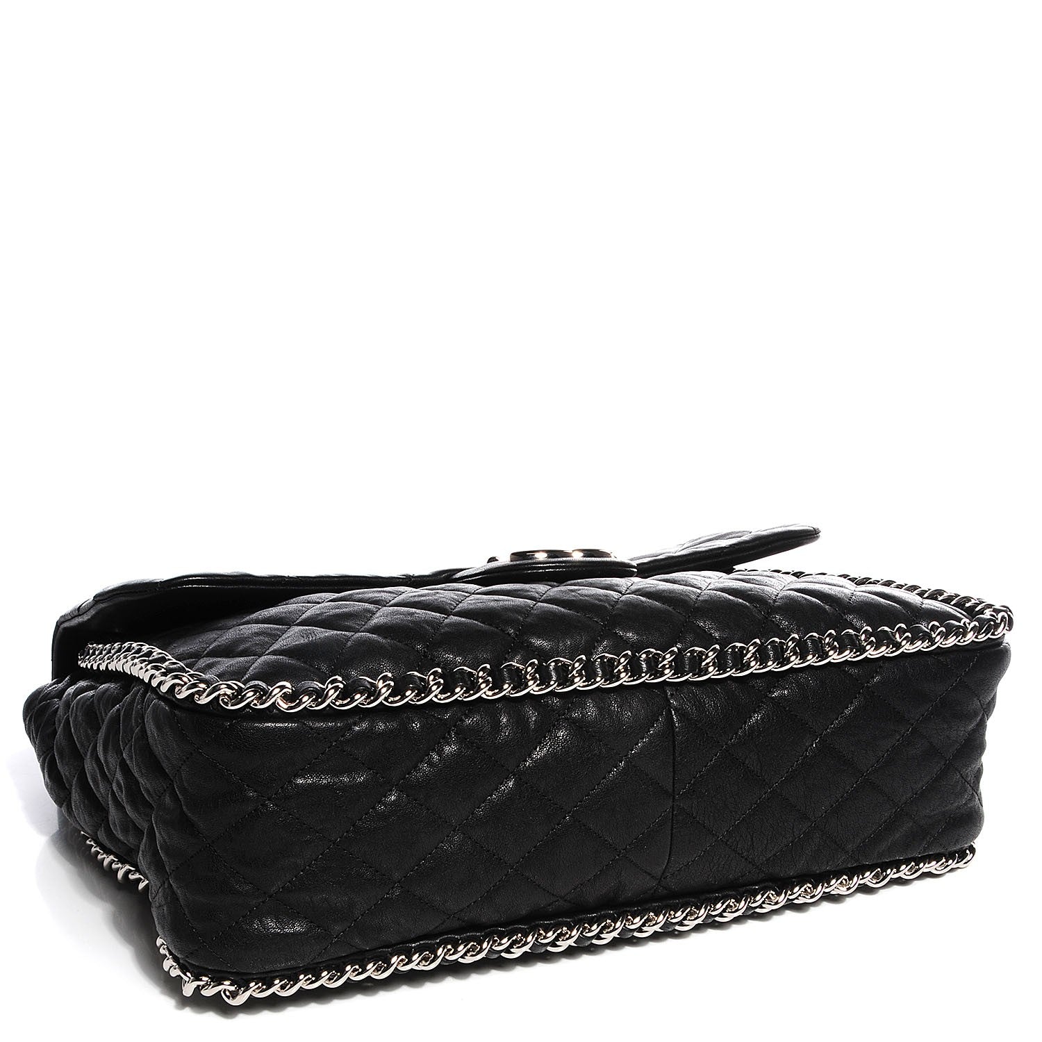 Chanel Crumpled Lambskin Chain Around Maxi Flap Bag Black 4 of 8