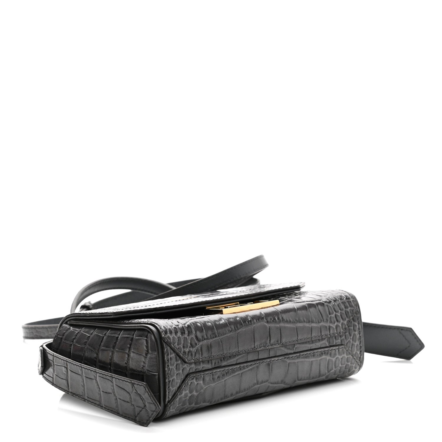 Givenchy Calfskin Crocodile Embossed Eden Mini Top Handle Storm Grey 4 of 10