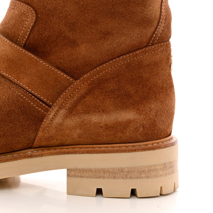 Jimmy Choo Soft Suede Shearling Biker Boots 37.5 Tan 8 of 12