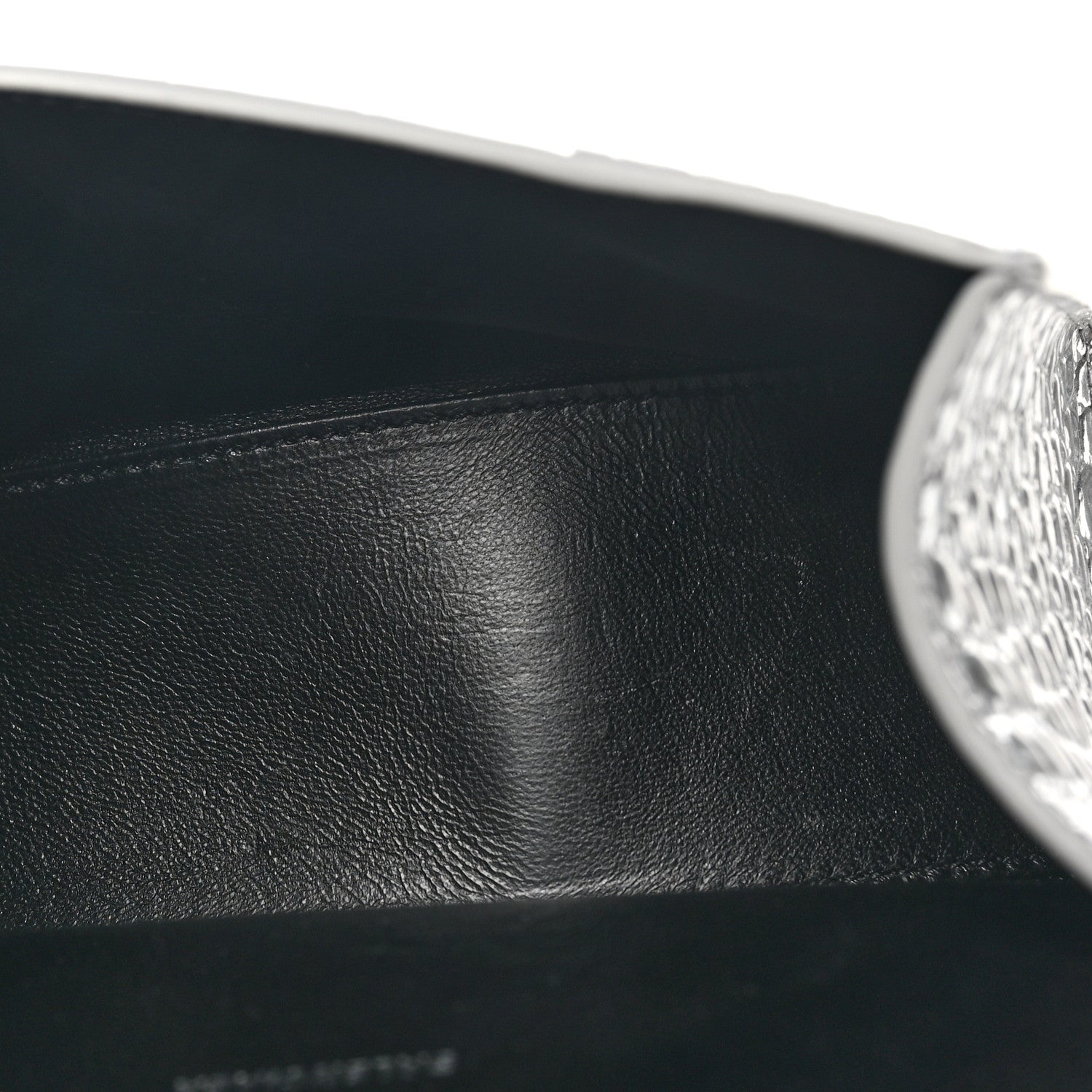 Balenciaga Metallic Calfskin Crocodile Embossed Hourglass Top Handle Bag XS Silver 5 of 10
