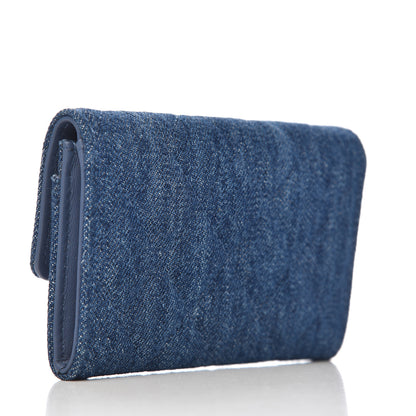 Chanel Denim Camelia Charms Card Holder Blue 3 of 8