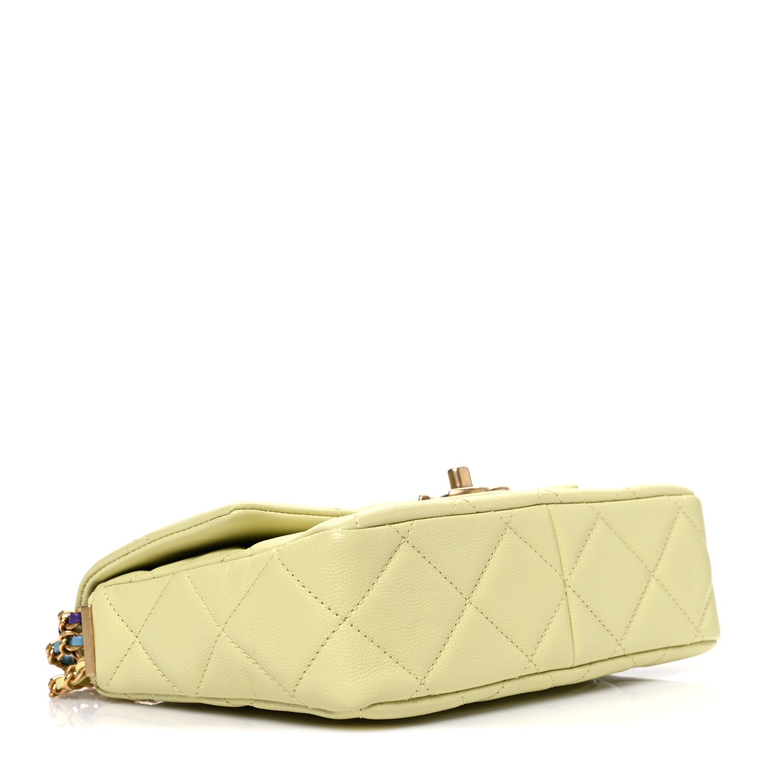 Chanel Shiny Caviar Quilted Mini Chain Messenger Flap Bag Yellow 4 of 10