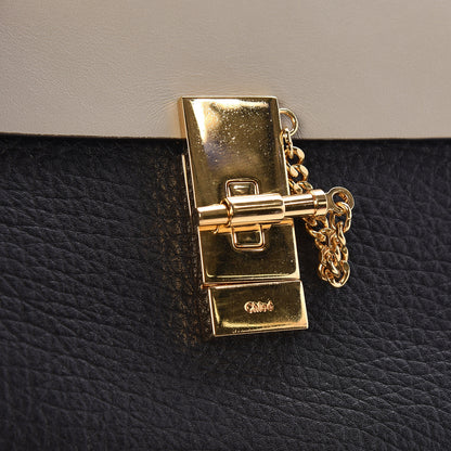 Chloe Grained Calfskin Lambskin Mini Bi-Color Drew Shoulder Bag Black Powder Beige 13 of 15