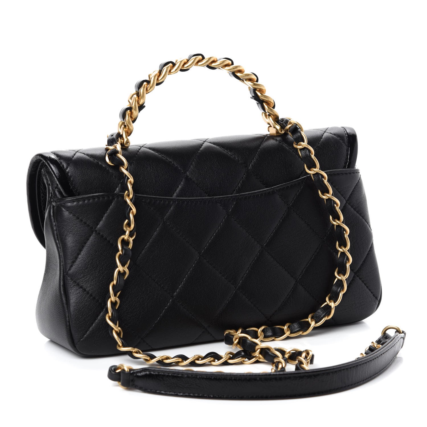 Chanel Lambskin Quilted Small La Parisienne Top Handle Flap Black 3 of 10