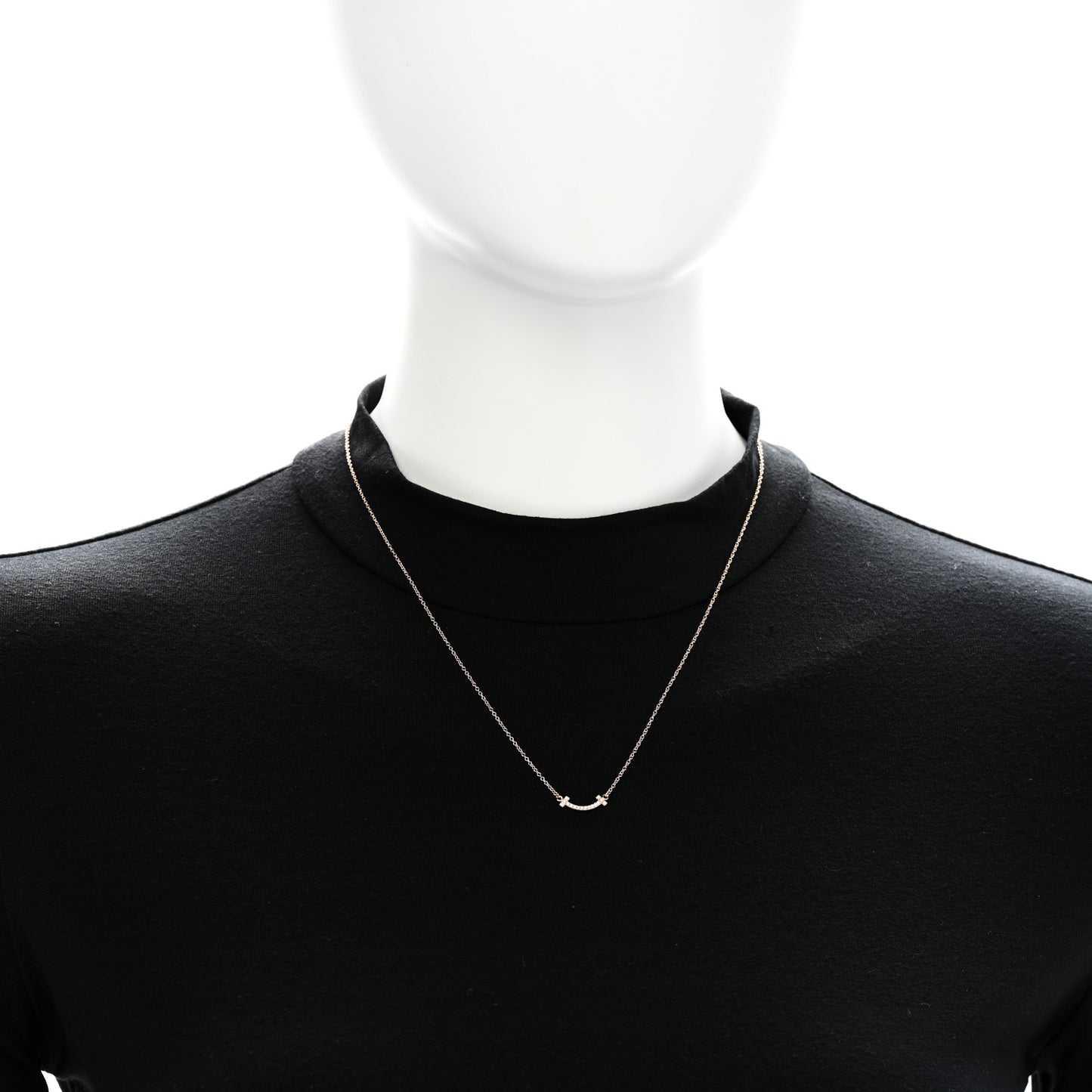 18K Rose Gold Diamond Mini T Smile Pendant Necklace