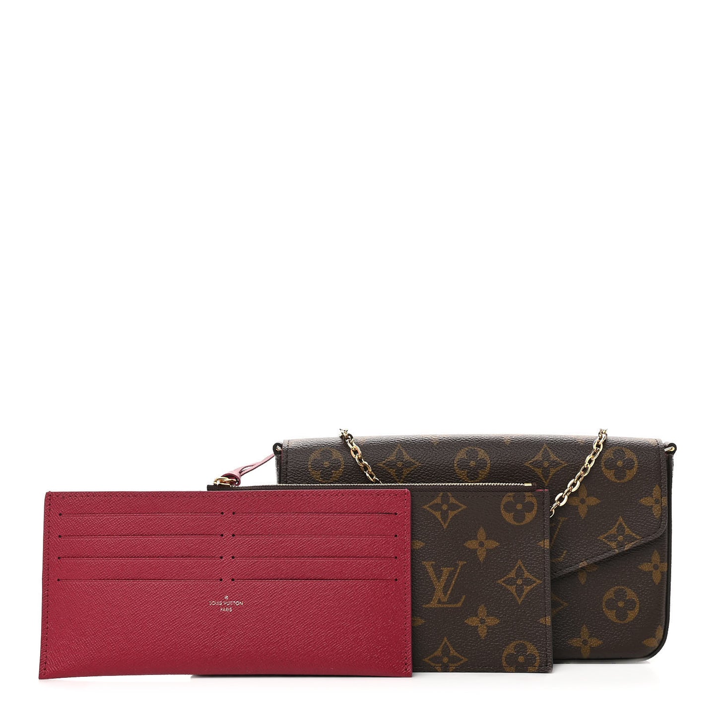 Monogram Pochette Felicie Chain Wallet Fuchsia