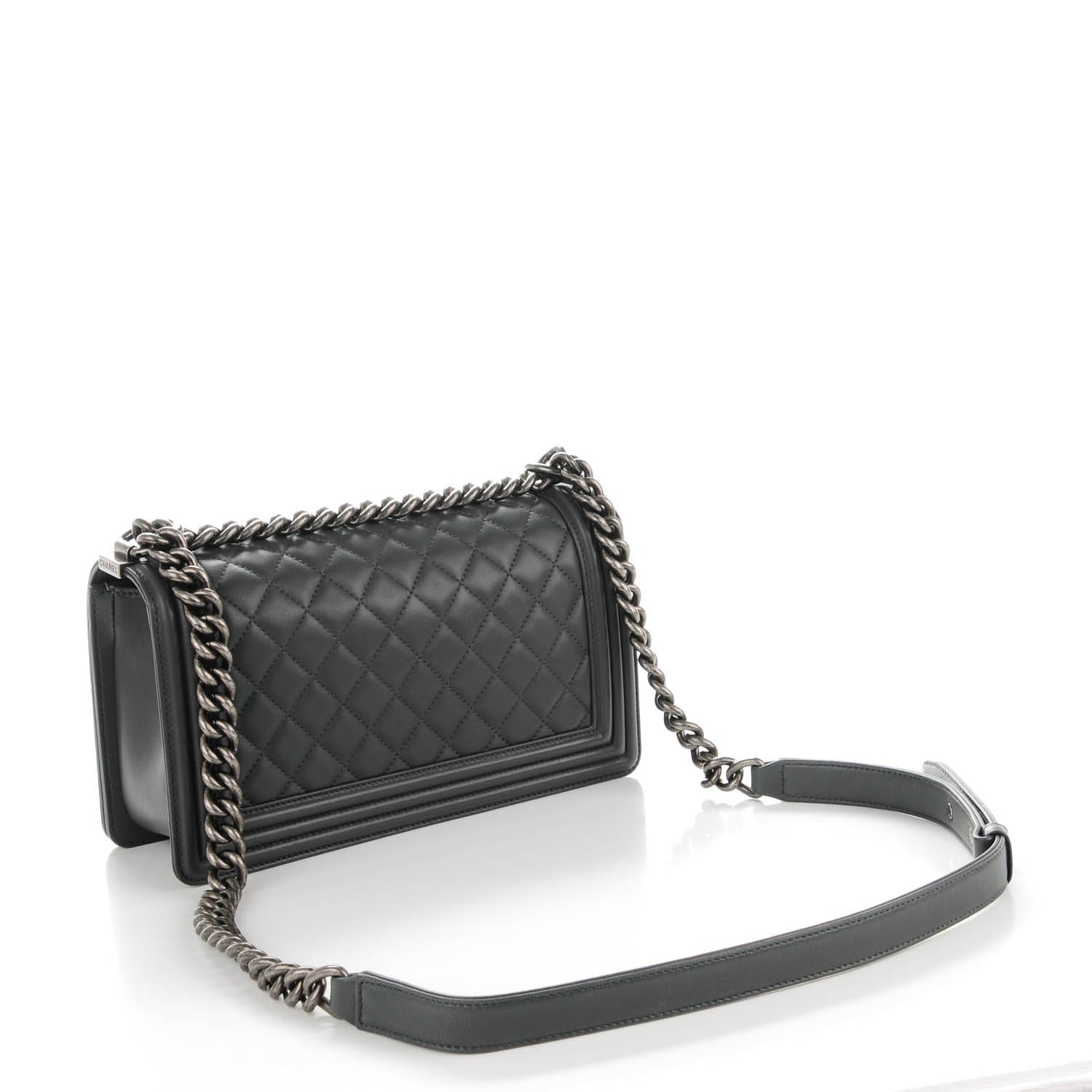 Chanel Lambskin Quilted Medium Boy Flap Dark Grey 3 of 8