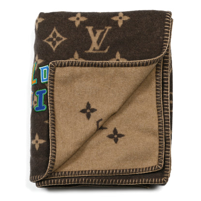 Louis Vuitton X NBA Wool Cashmere Monogram Letters Blanket Marron 2 of 3