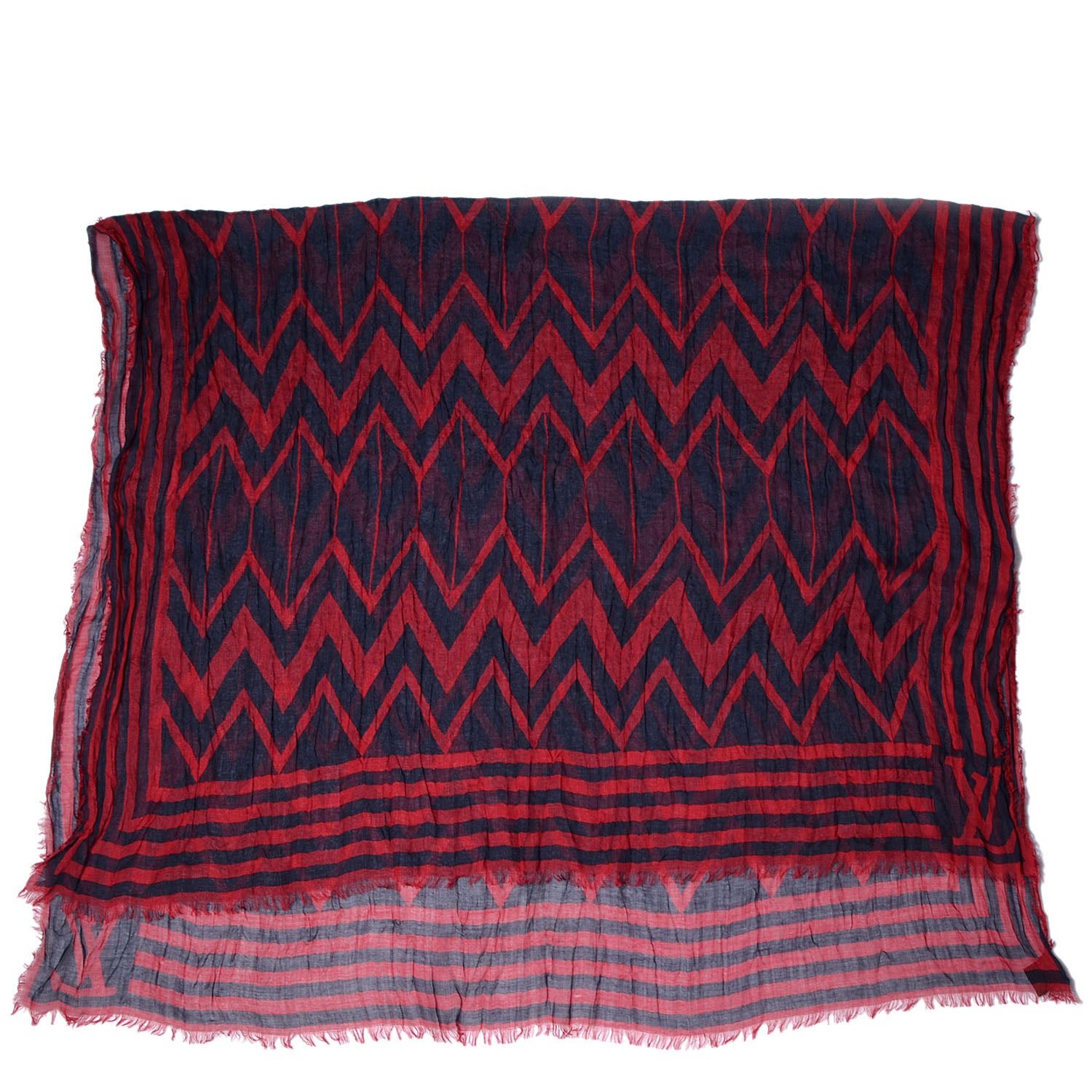 Louis Vuitton Cashmere Silk Karakoram Stole Marine Rouge 3 of 6