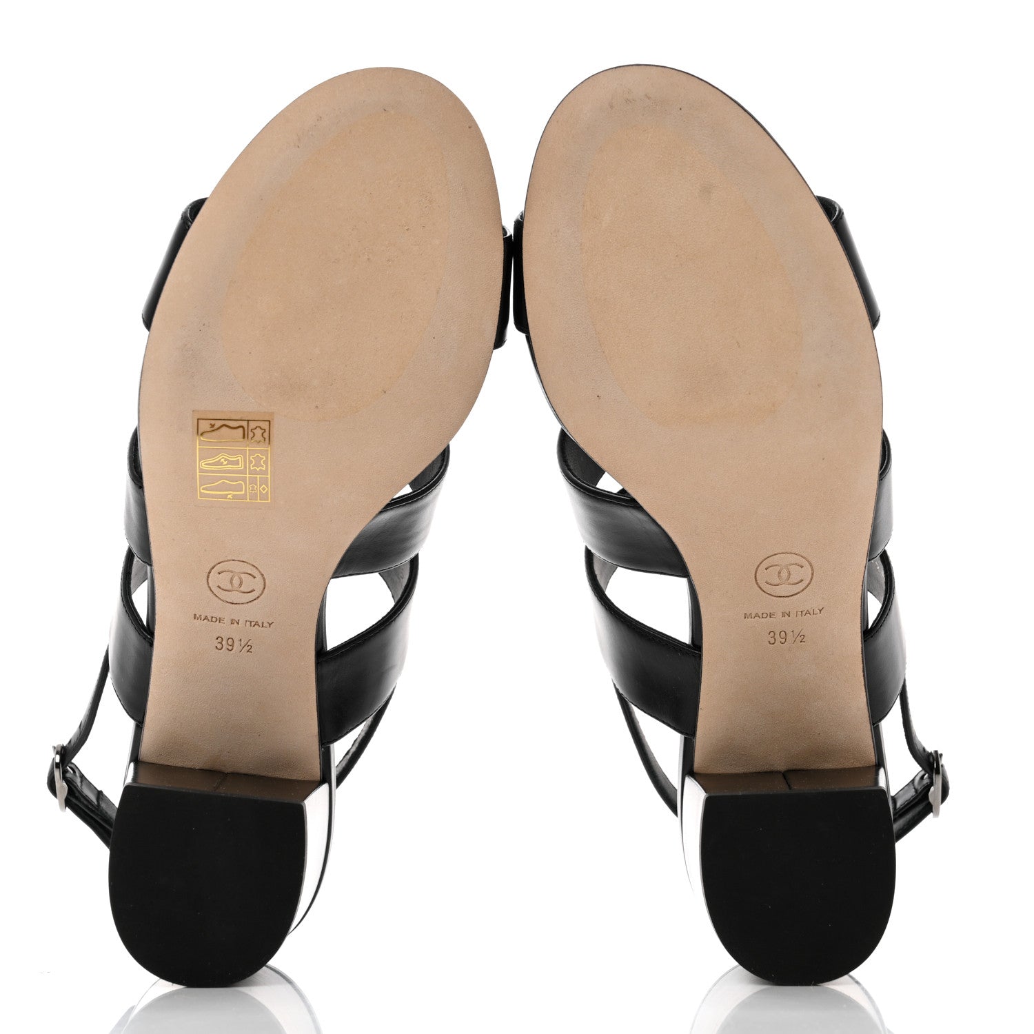 Chanel Lambskin Logo CC Turnlock Sandals 39.5 Black 5 of 9