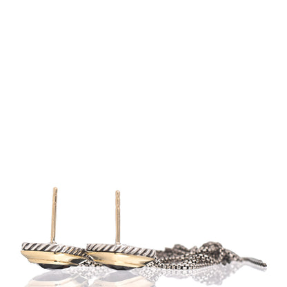 David Yurman Sterling Silver 18K Yellow Gold Smoky Quartz 7mm Albion Tassel Earrings 3 of 4