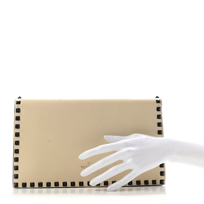 Valentino Garavani Nappa Rockstud Wristlet Clutch Black Light Ivory 2 of 9