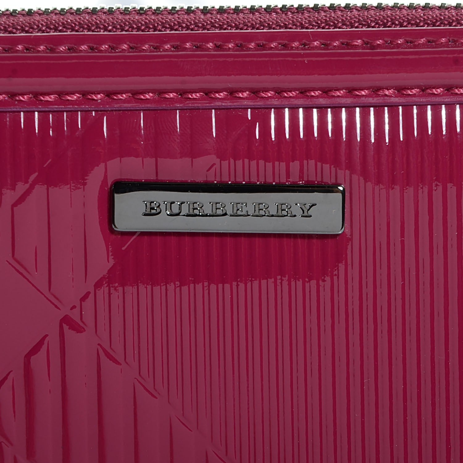 Burberry Patent Check Embossed Large Zip Around Wallet Raspberry Sorbet 4 of 8