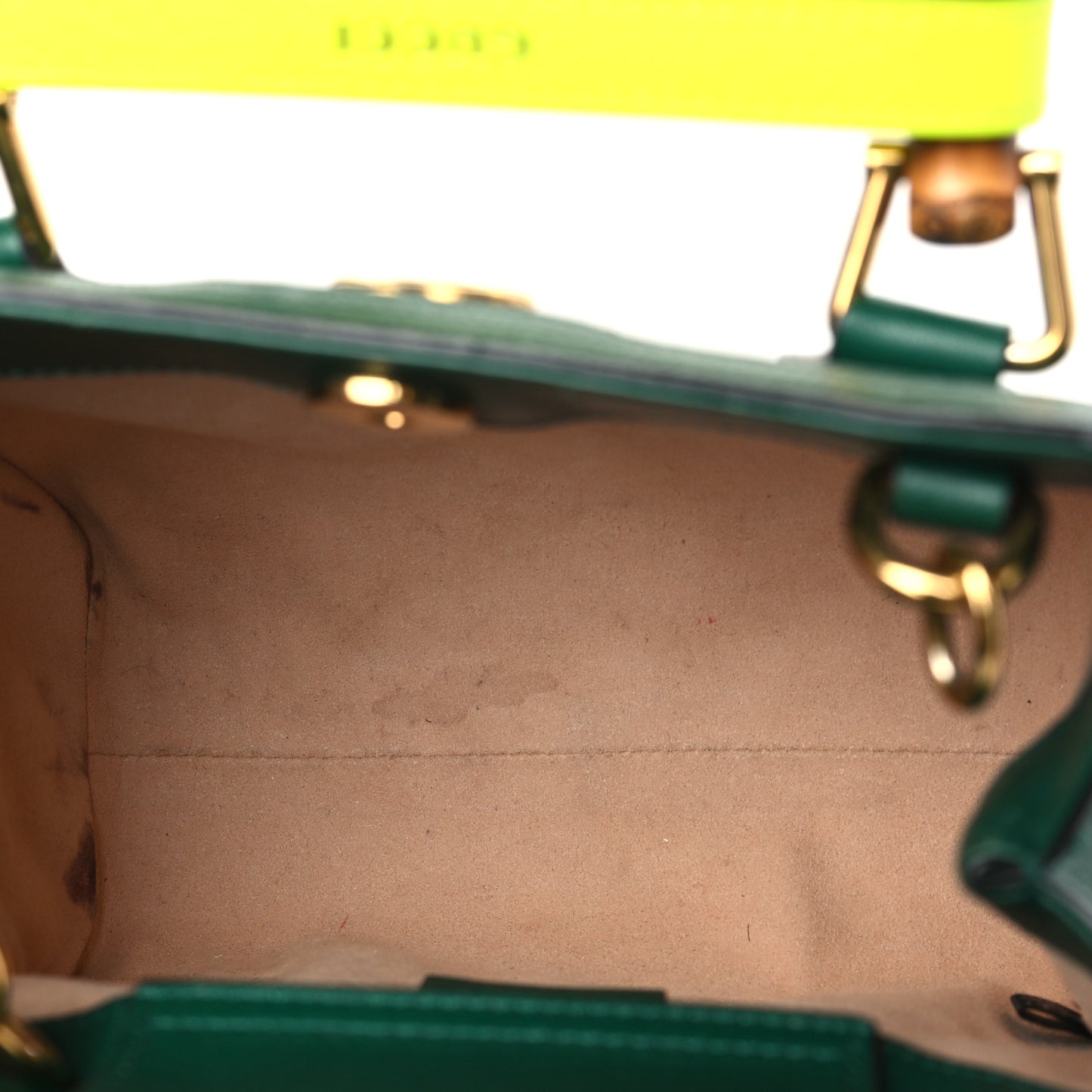 Wonka Grain Calfskin Mini Diana Tote Bag Green Yellow Fluo