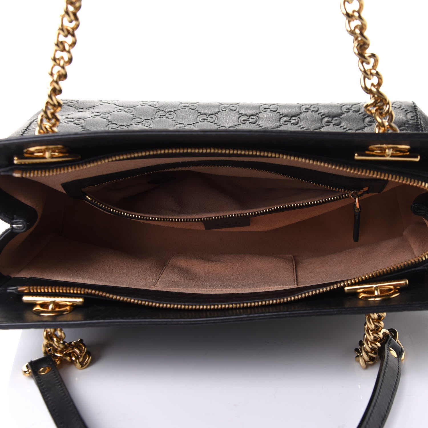 Gucci Guccissima Signature Medium Shoulder Tote Bag Black 5 of 10