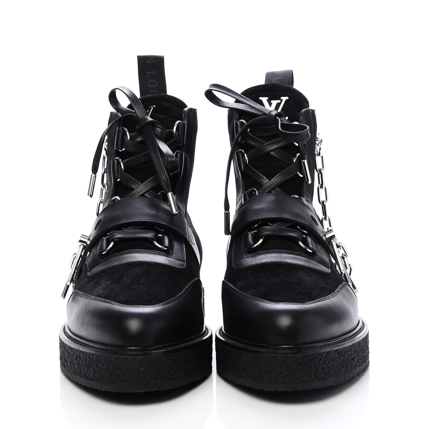Louis Vuitton Calfskin Suede Mens Creeper Ankle Boots 9.5 Black 2 of 8