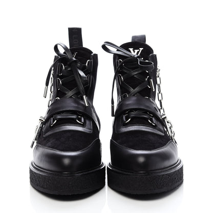 Louis Vuitton Calfskin Suede Mens Creeper Ankle Boots 9.5 Black 2 of 8