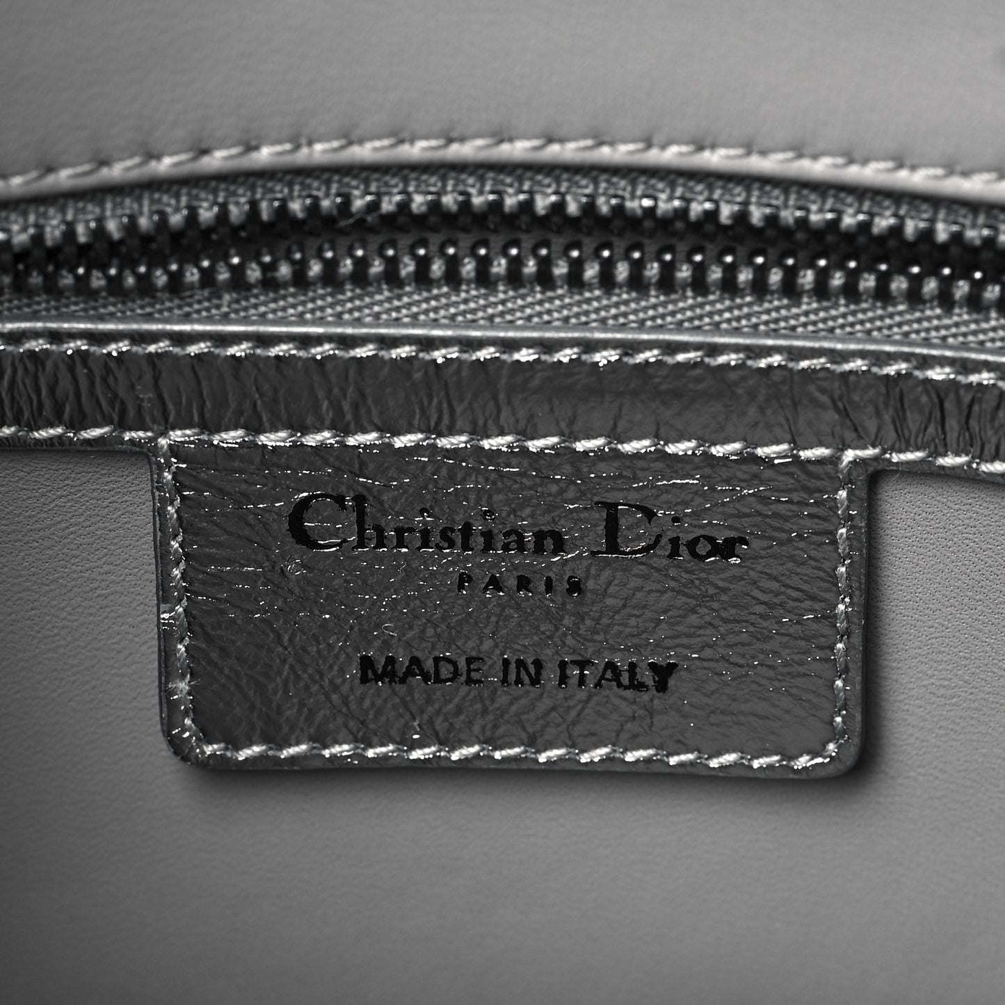 Metallic Calfskin Cannage Medium Caro Bag Argent