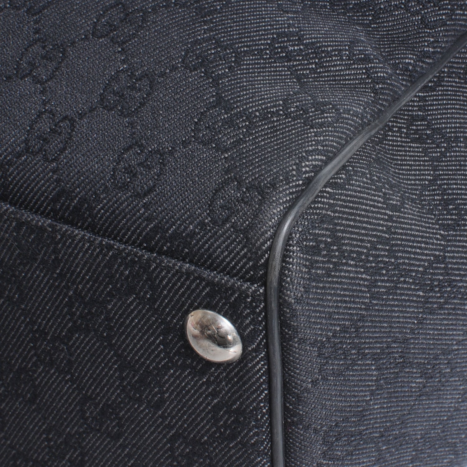 Gucci Denim Monogram Large Carry On Duffle Black 6 of 9