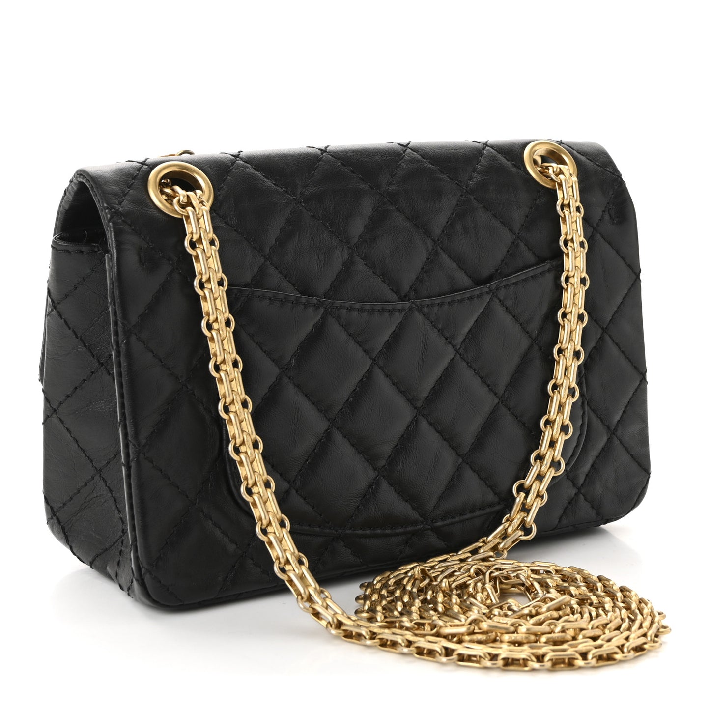 Aged Calfskin Quilted 2.55 Reissue Mini Flap Black