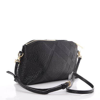 Burberry Signature Grain Calfskin Check Embossed Small Chichester Crossbody Clutch Bag Black 3 of 8
