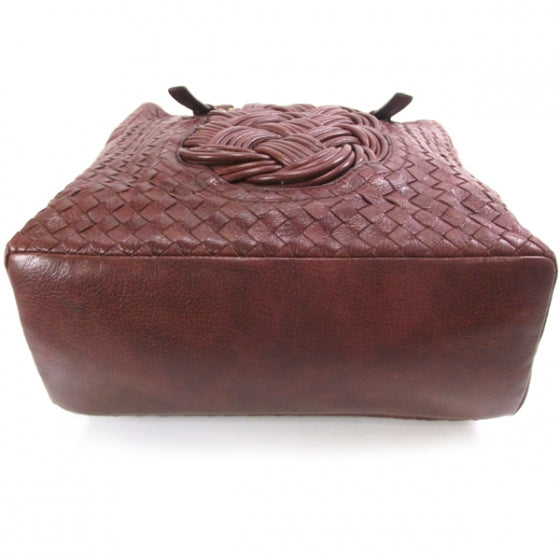 Nappa Intrecciato Tote Dark Red
