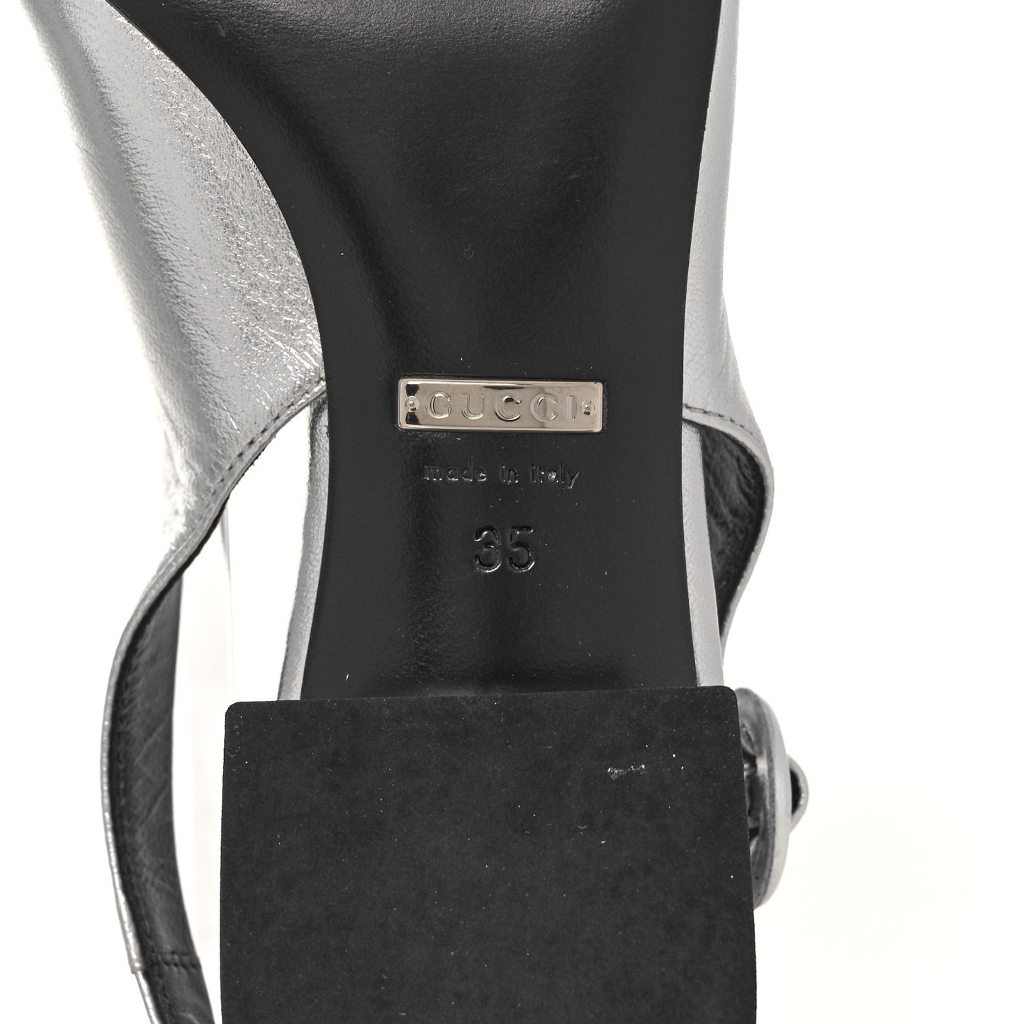 Metallic Nappa Horsebit Slingback Pumps 35 Argento