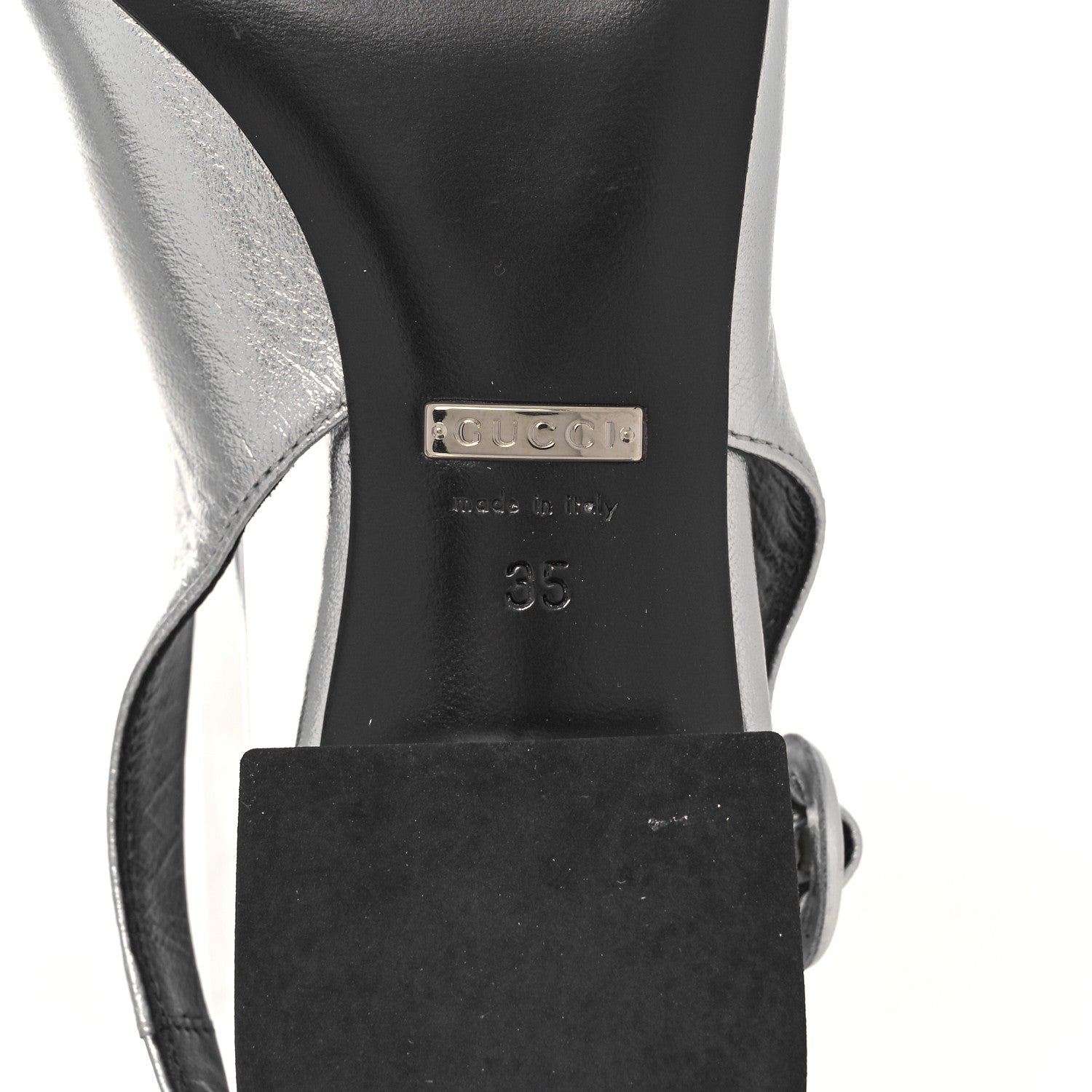 Gucci Metallic Nappa Horsebit Slingback Pumps 35 Argento 6 of 8