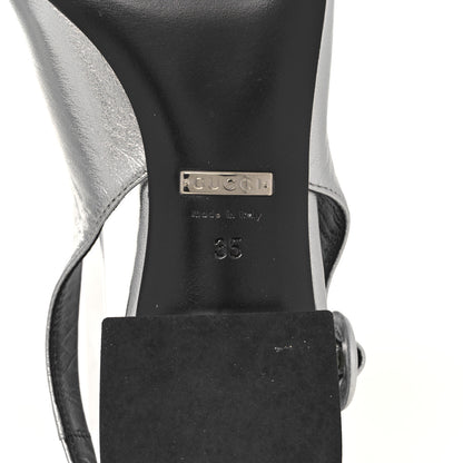 Gucci Metallic Nappa Horsebit Slingback Pumps 35 Argento 6 of 8
