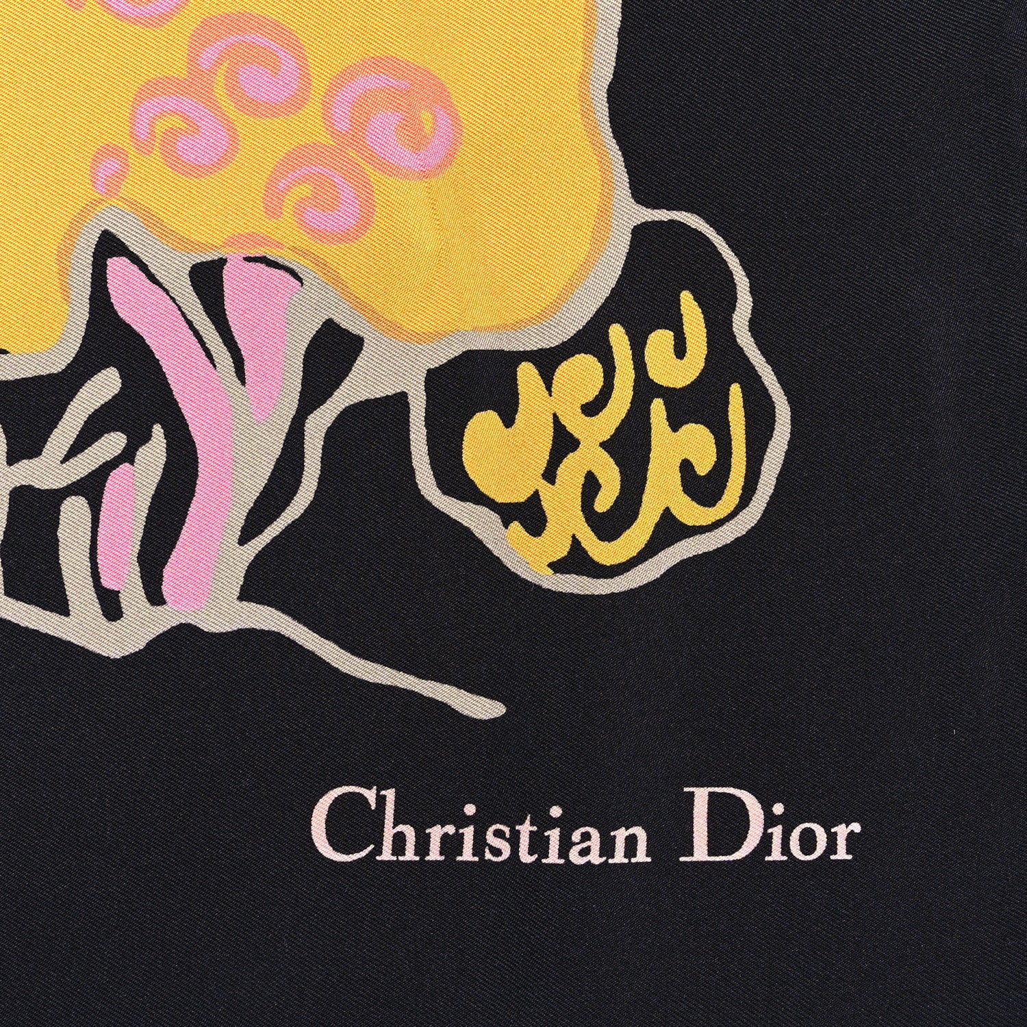 Christian Dior Silk Ciel de Reve Square Scarf 90 Black Multicolor 2 of 3