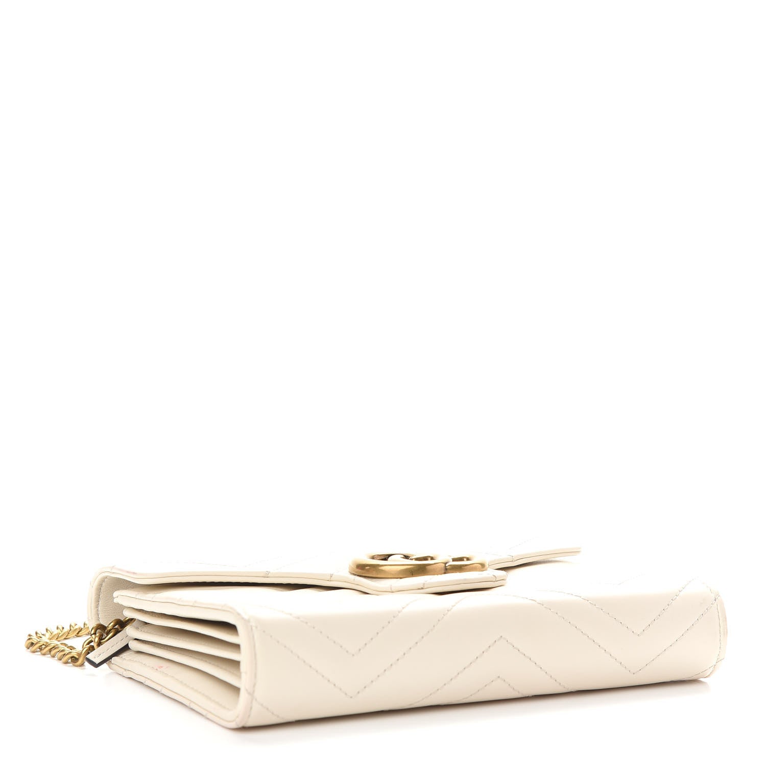 Gucci Calfskin Matelasse GG Marmont Chain Wallet Mystic White 4 of 11