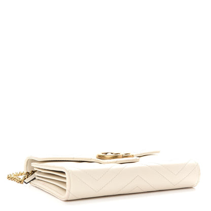 Gucci Calfskin Matelasse GG Marmont Chain Wallet Mystic White 4 of 11