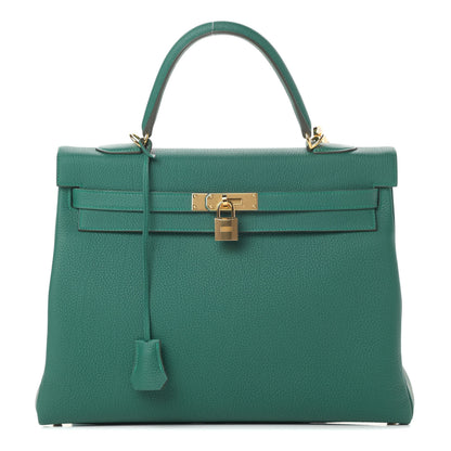 Hermes Togo Kelly Retourne 35 Malachite 1 of 10