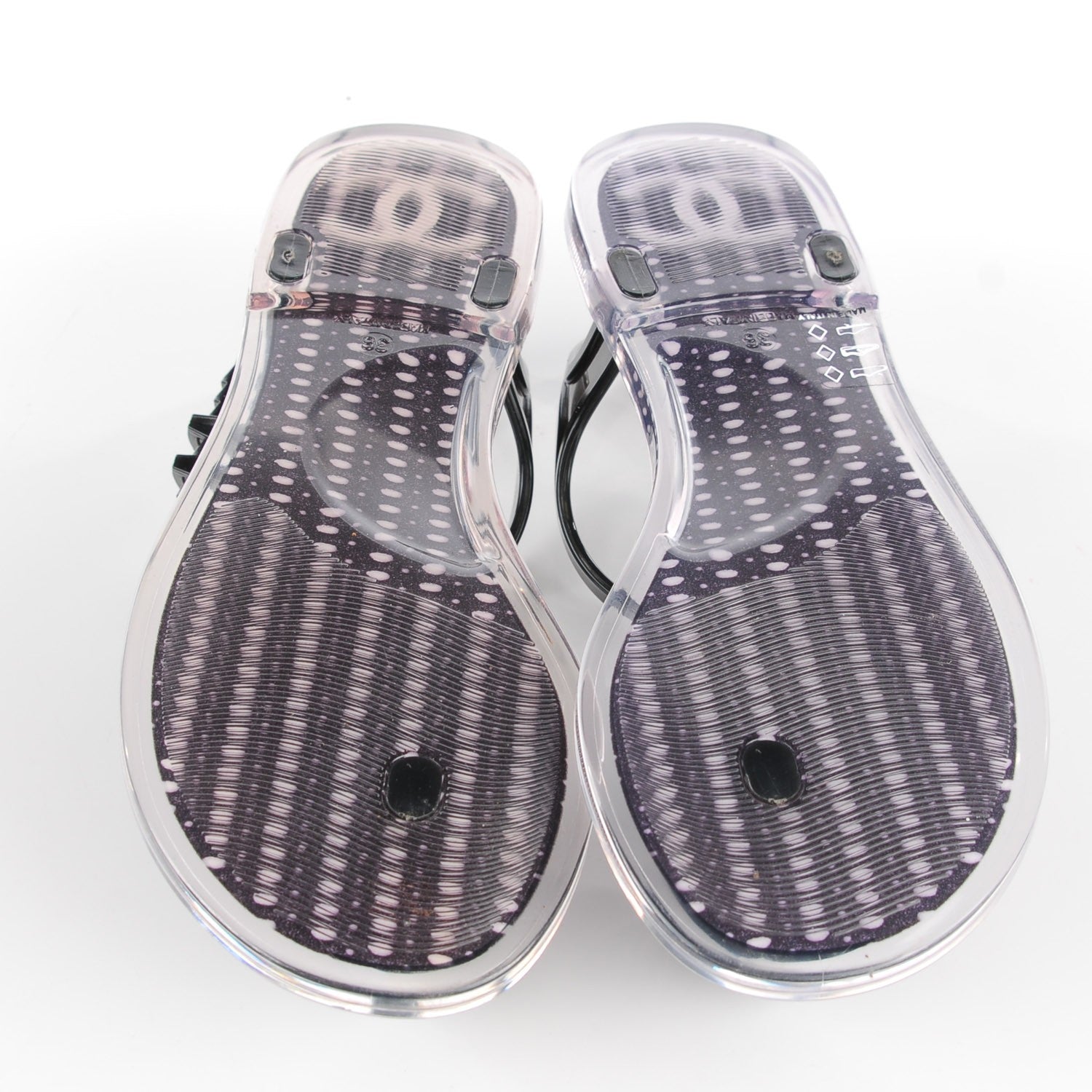 Chanel Jelly Camellia Thong Sandals 36 Black 7 of 7