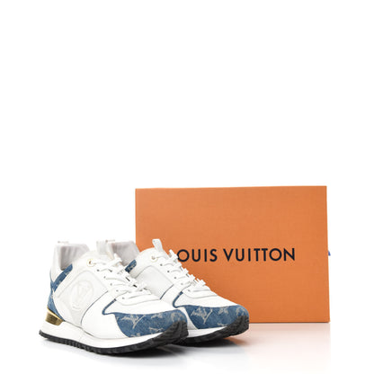 Louis Vuitton Calfskin Monogram Denim Run Away Sneakers 38.5 White 10 of 10