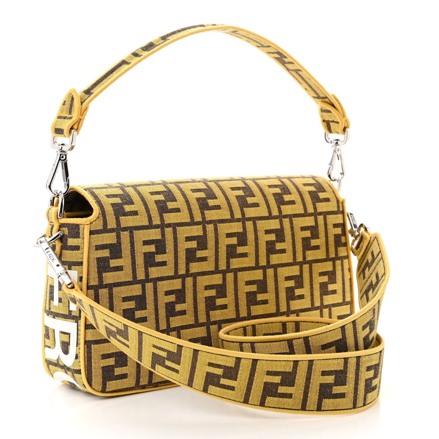 Fendi x FRGMT Woven Fabric Jacquard FF Embroidered Baguette Mimosa 3 of 11