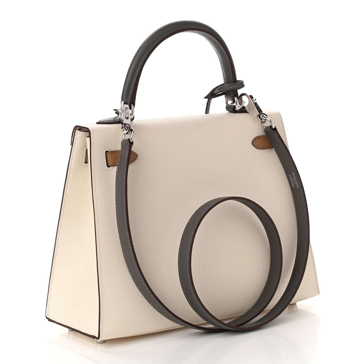 Hermes Epsom Tri-Color Kelly Sellier 25 Nata Chai Gris Meyer 3 of 11