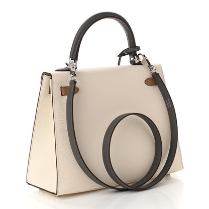 Hermes Epsom Tri-Color Kelly Sellier 25 Nata Chai Gris Meyer 3 of 11
