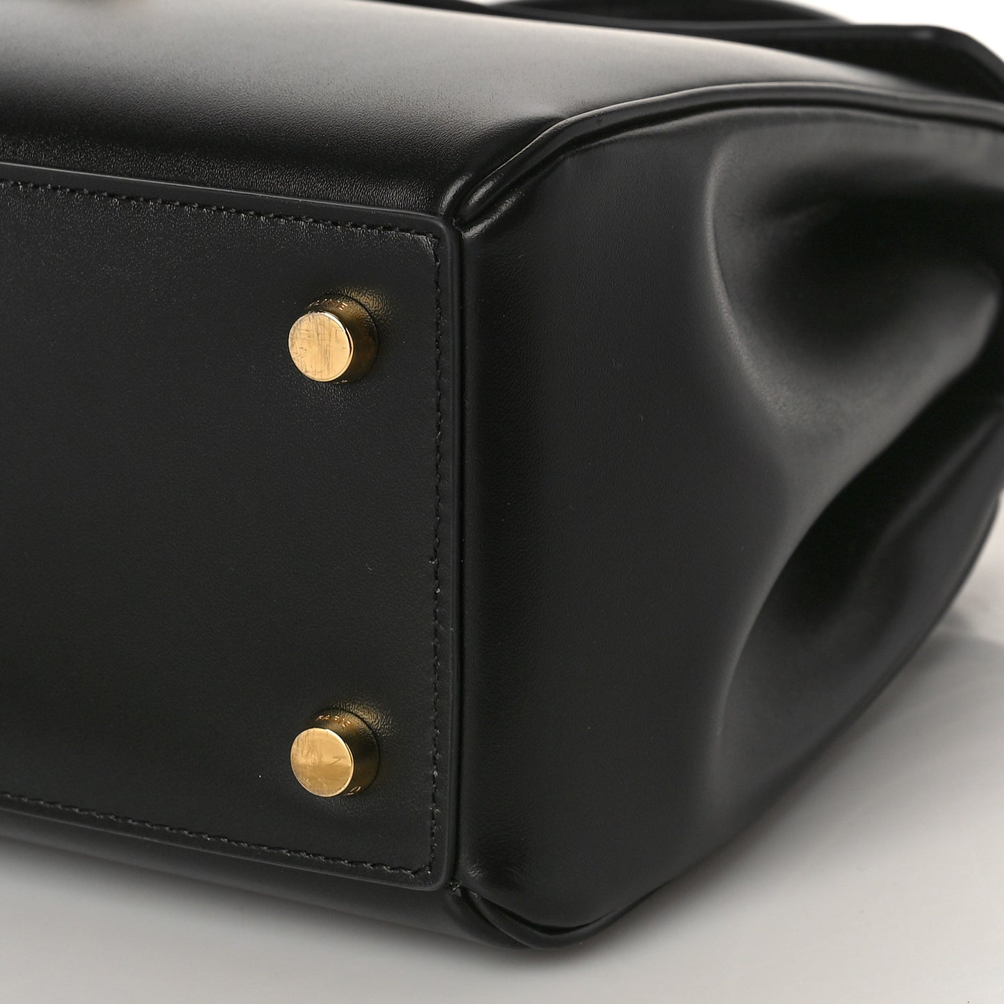 Satinated Calfskin Small 16 Top Handle Bag Black