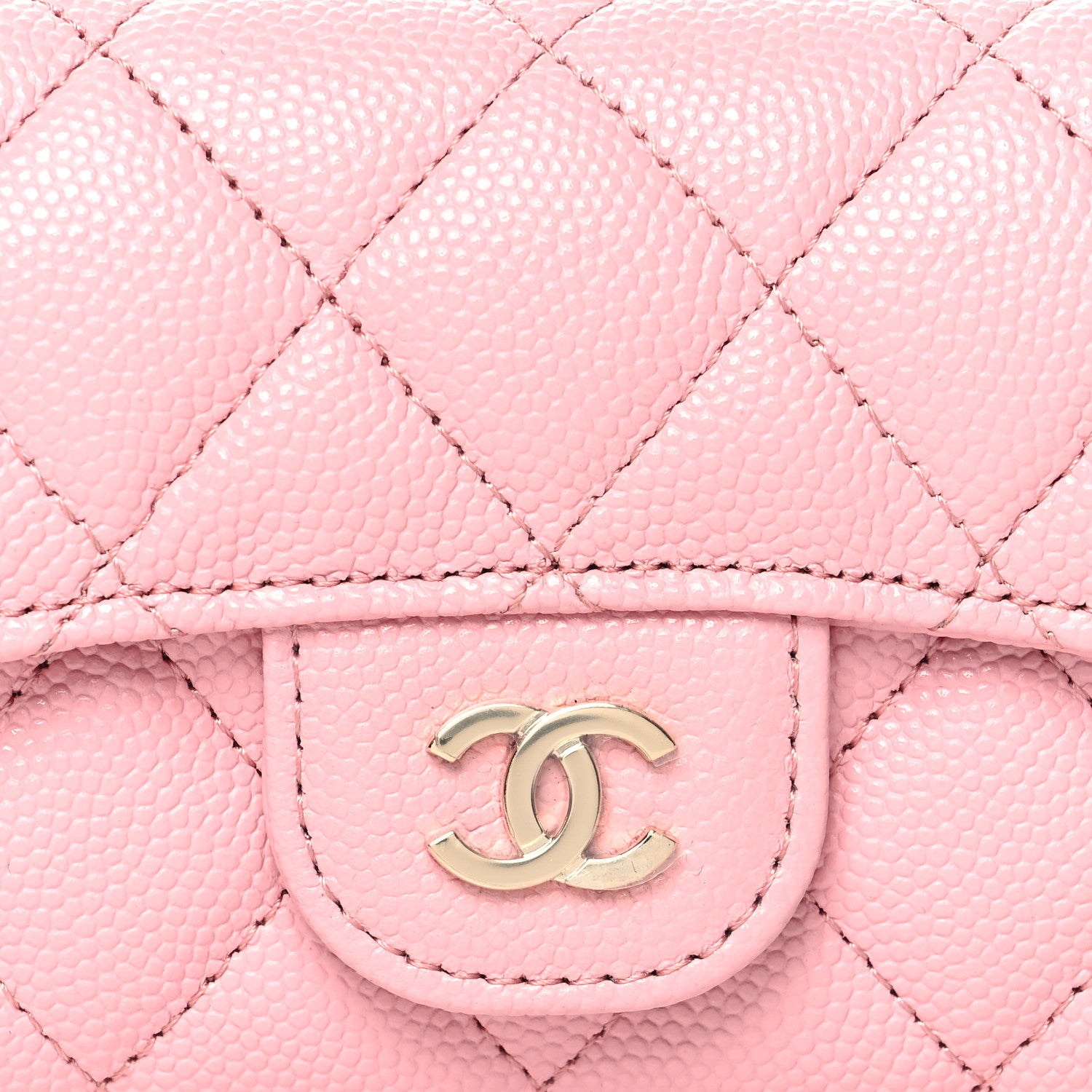 Chanel Caviar Quilted Flap Card Holder Wallet Light Pink 9 of 9
